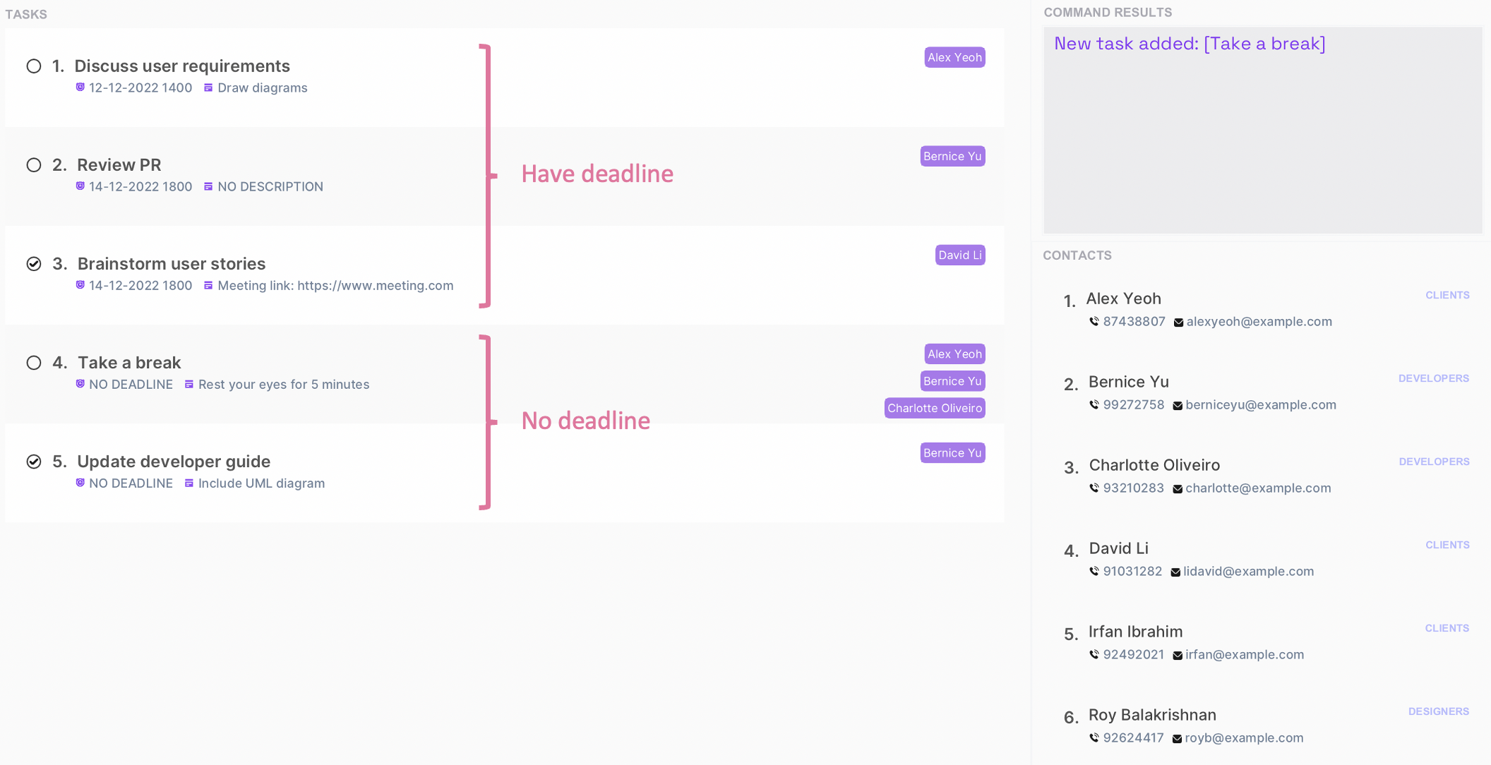 Result for 'list_task command'